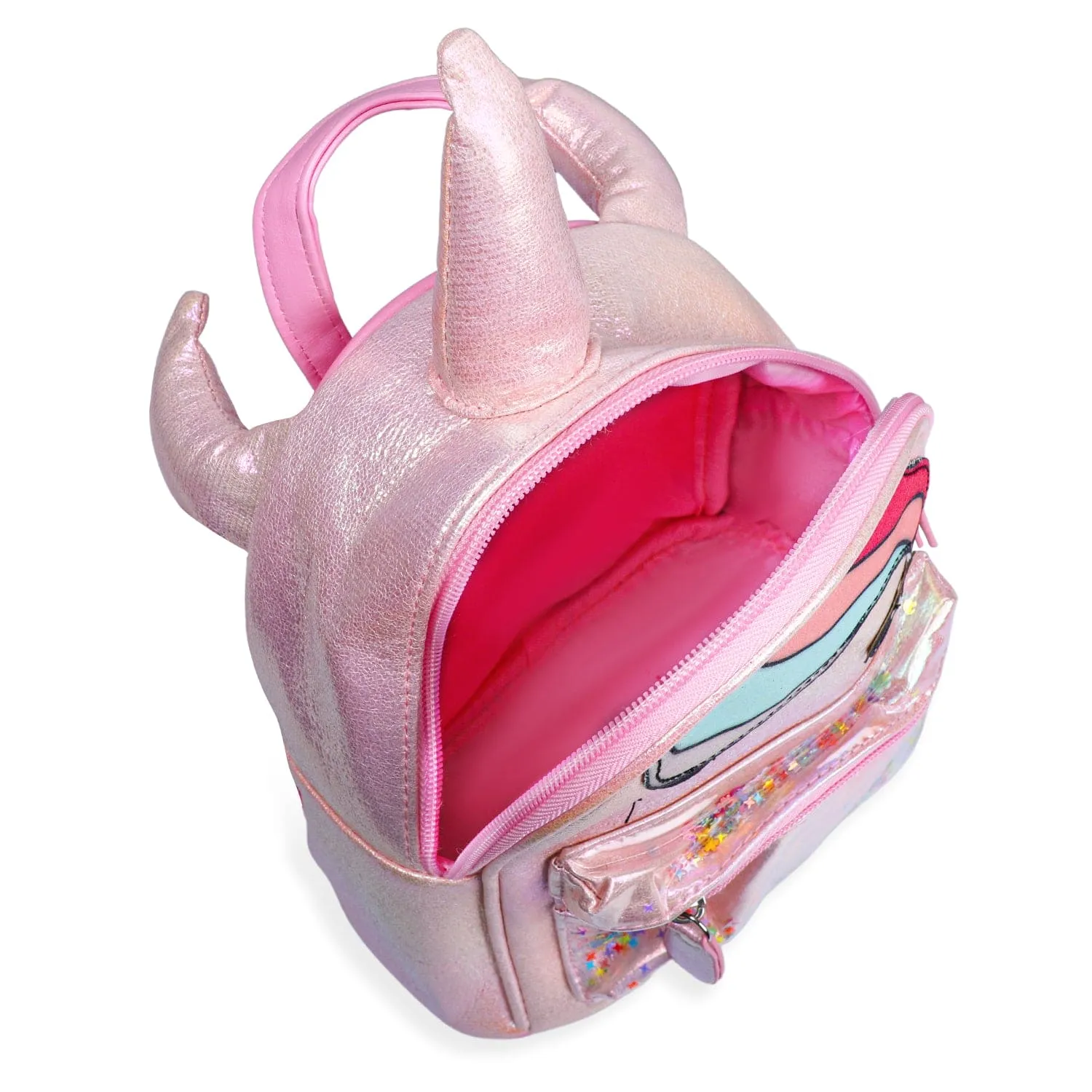 Unicorn Sequined Dual Tone Backpack Trendy Bag - Pink
