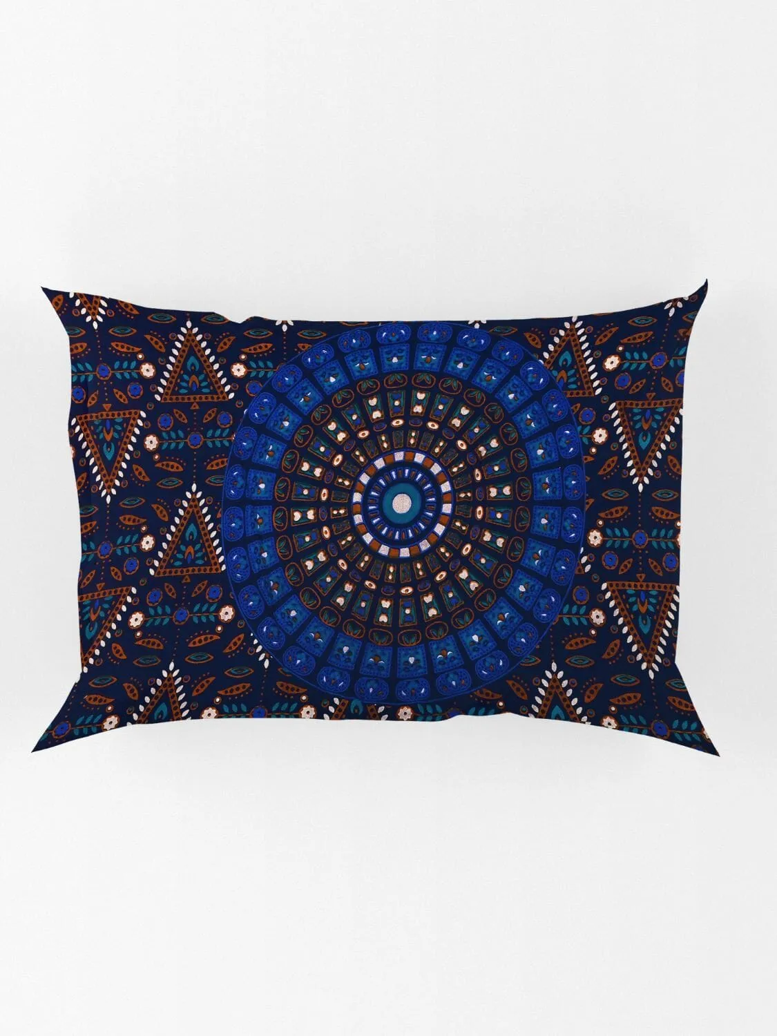 UniqChoice Blue Color 100% Cotton Badmeri Printed King Size Bedsheet With 2 Pillow Cover(D-1047NBlue)