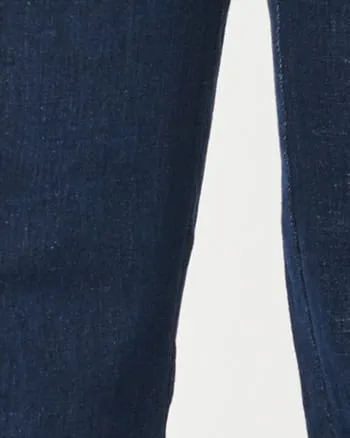 Unique Vintage Denim High Waist Wide Leg Tab Pants | Blue Denim