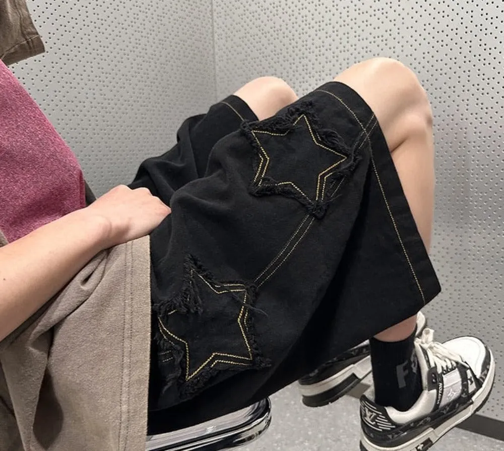 Unisex Baggy Applique Star Shorts
