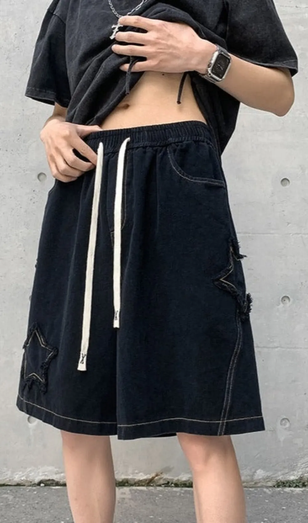 Unisex Baggy Applique Star Shorts