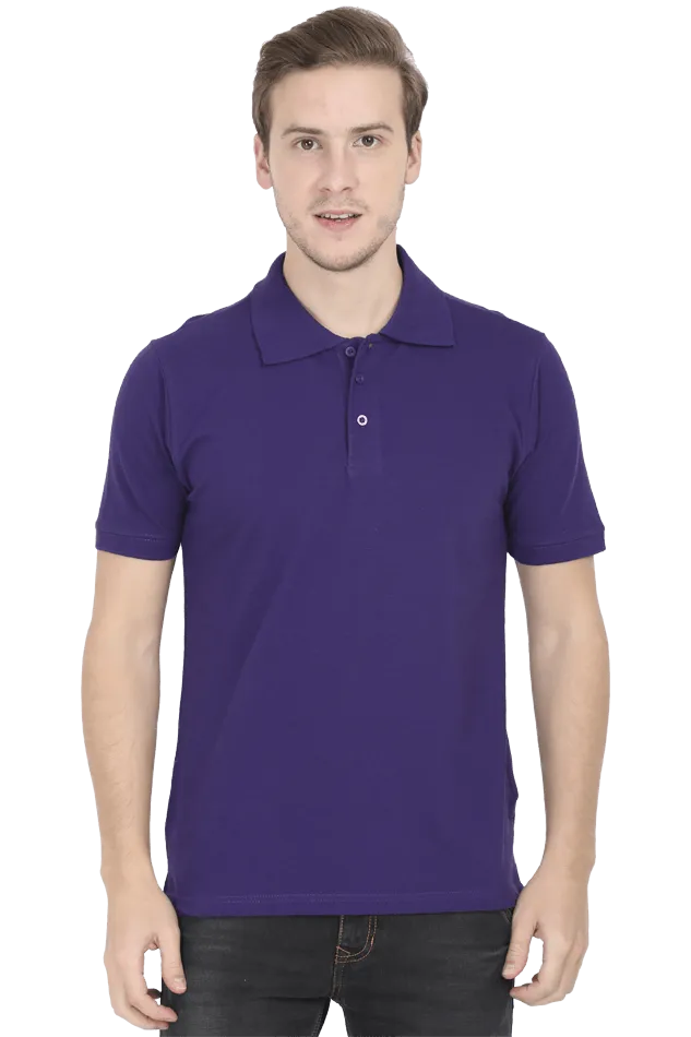 Unisex Grey Melange Cotton Polo T-Shirt