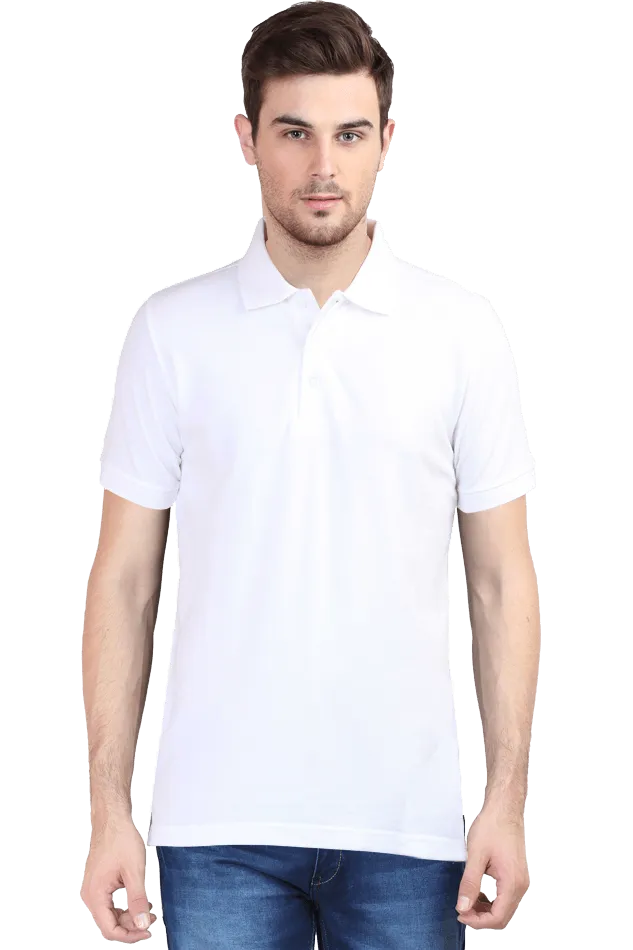 Unisex Grey Melange Cotton Polo T-Shirt