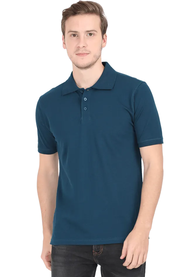 Unisex Grey Melange Cotton Polo T-Shirt