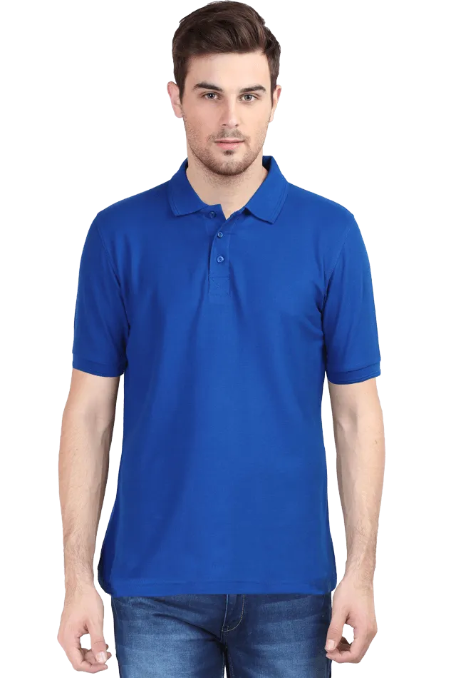 Unisex Grey Melange Cotton Polo T-Shirt