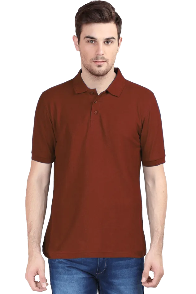 Unisex Grey Melange Cotton Polo T-Shirt