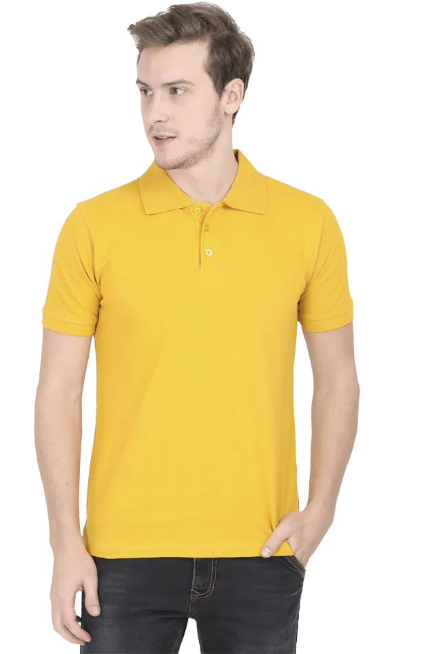 Unisex Grey Melange Cotton Polo T-Shirt