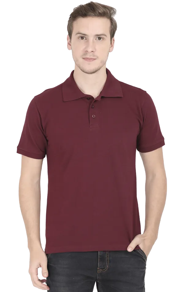 Unisex Grey Melange Cotton Polo T-Shirt