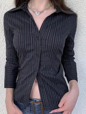 Uniwim ootd Striped Button-Up Long Sleeve Shirt