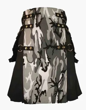 Urban Camo Gothic Utility Kilt in Black