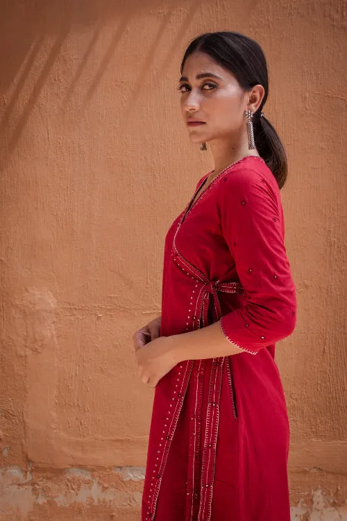 Urmul'Hoor' Laal Ishq Cotton Kurti.(2pc kurta and pant set )