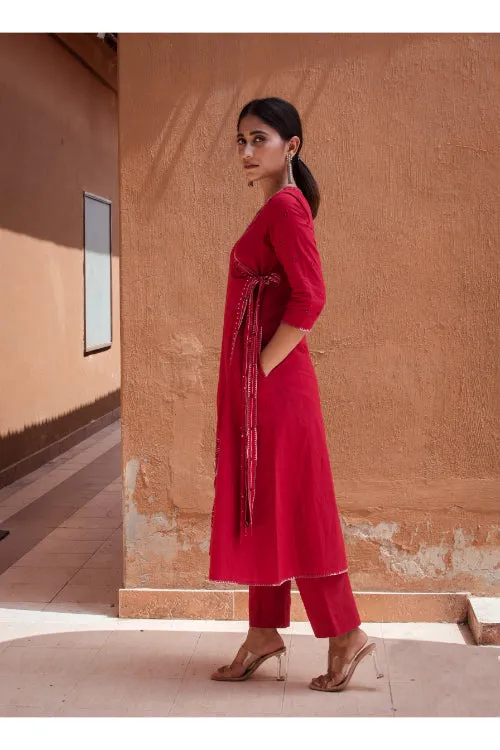Urmul'Hoor' Laal Ishq Cotton Kurti.(2pc kurta and pant set )