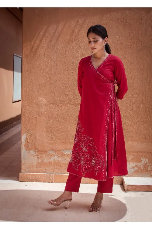 Urmul'Hoor' Laal Ishq Cotton Kurti.(2pc kurta and pant set )