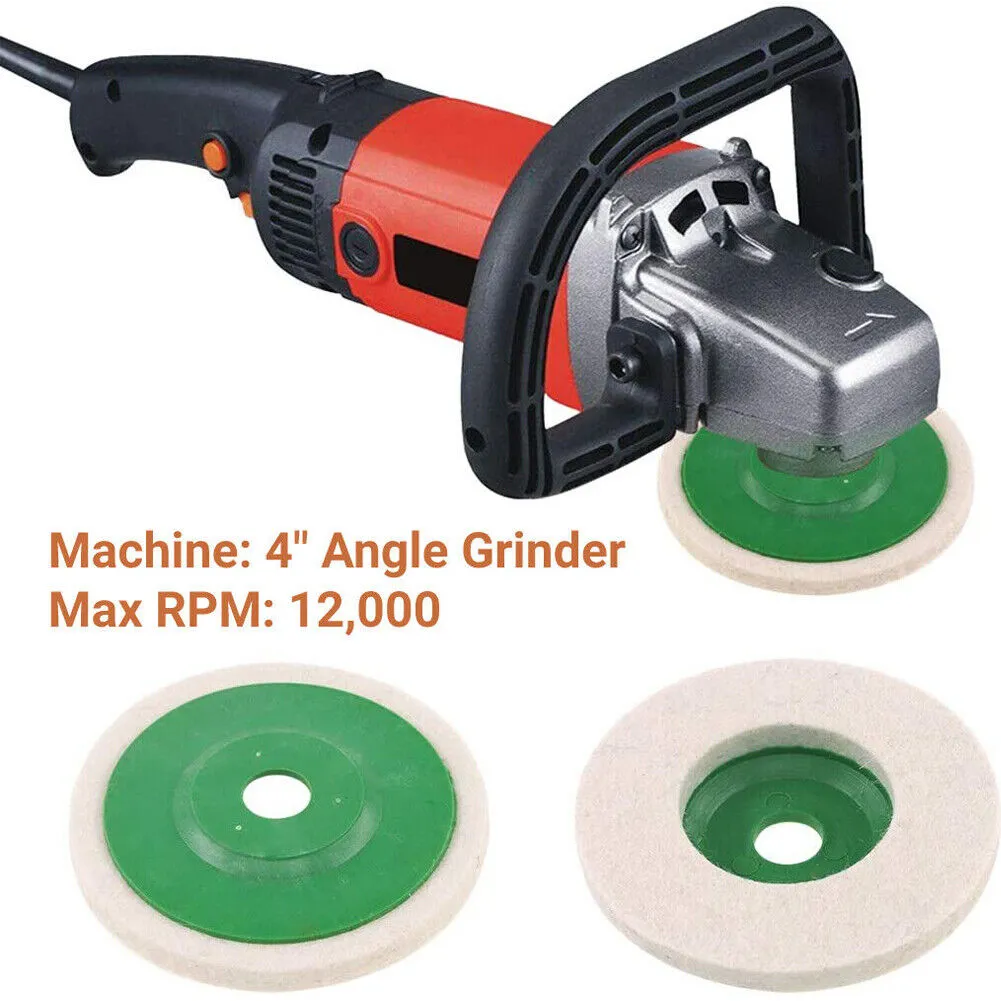 US 10~20 Pack 4'' Wool Finishing Polishing Wheel Disc Buffing Pads Angle Grinder