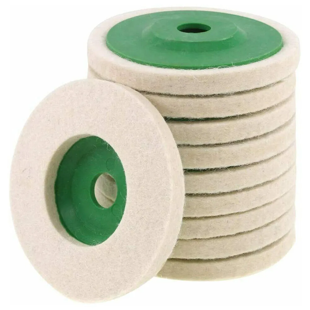 US 10~20 Pack 4'' Wool Finishing Polishing Wheel Disc Buffing Pads Angle Grinder