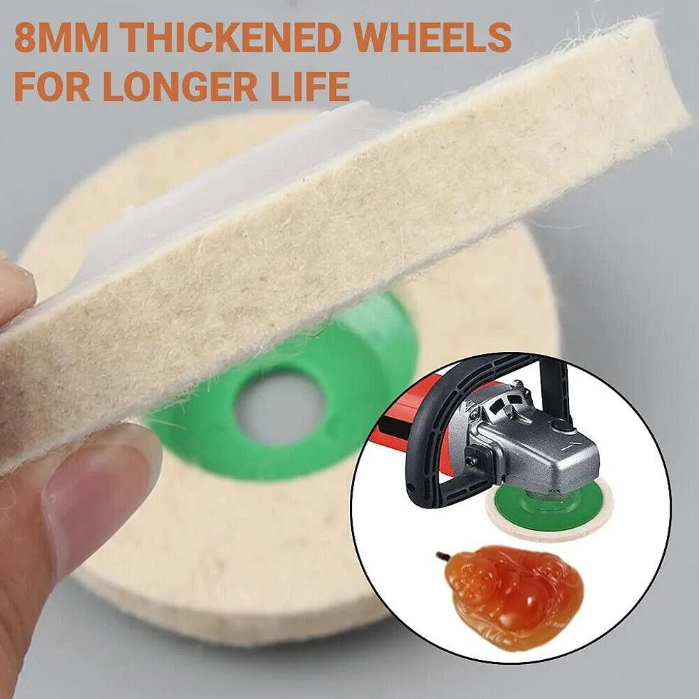 US 10~20 Pack 4'' Wool Finishing Polishing Wheel Disc Buffing Pads Angle Grinder
