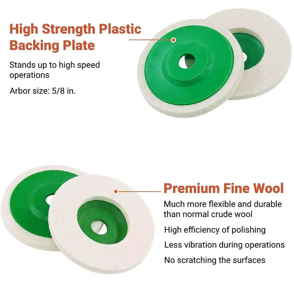 US 10~20 Pack 4'' Wool Finishing Polishing Wheel Disc Buffing Pads Angle Grinder