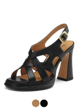 USS Shoes Oriana Women's Leather High Heels Platform Sandals