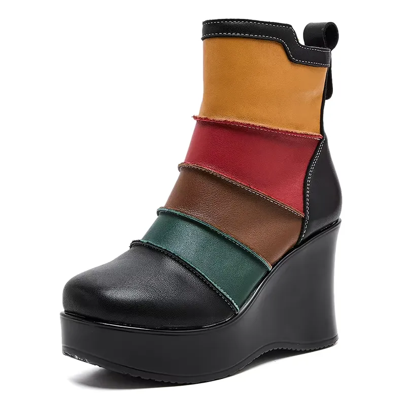 USS Shoes Rachel Women's Mixed Colors Autumn Wedges Boots