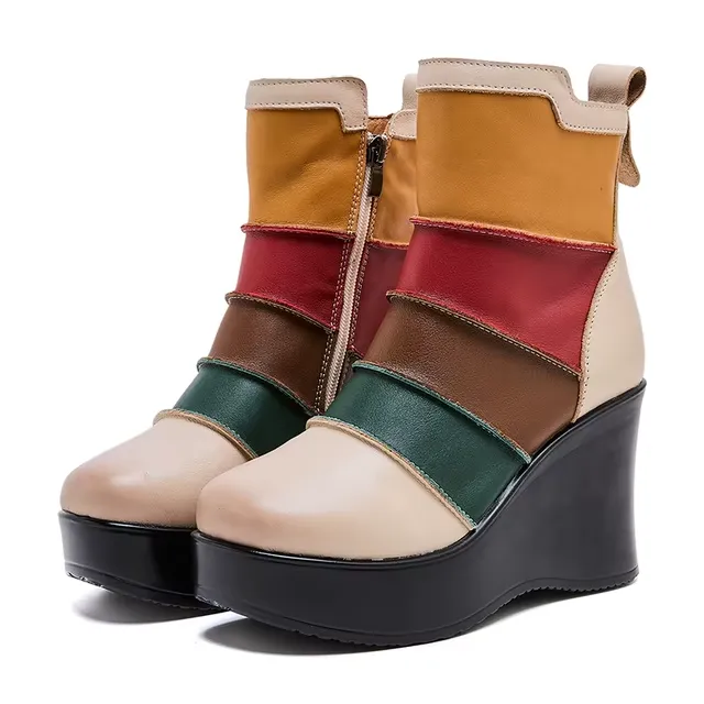 USS Shoes Rachel Women's Mixed Colors Autumn Wedges Boots