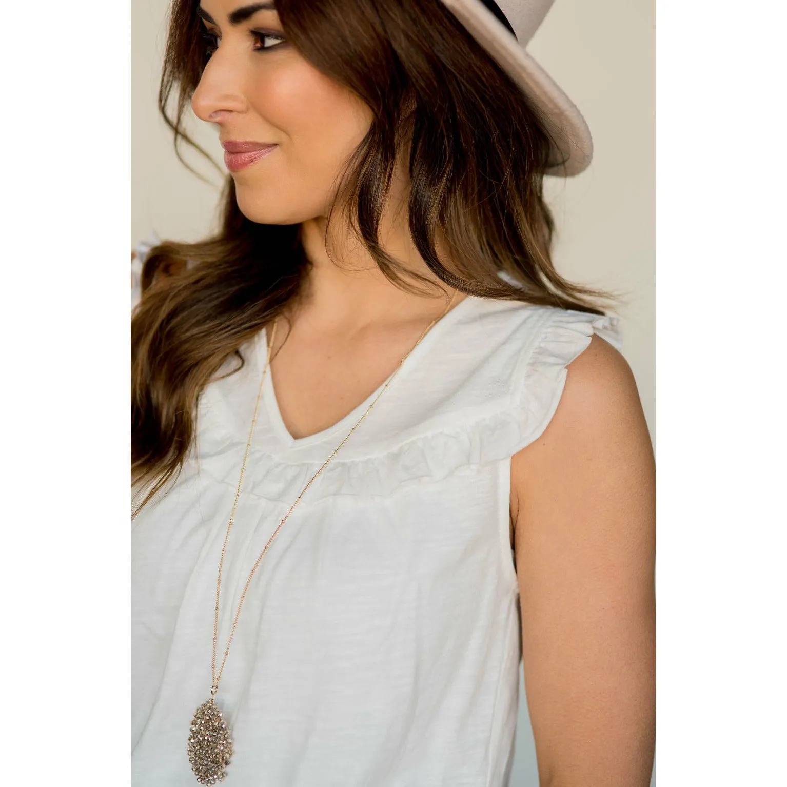V-Neck Ruffle Bib Tank