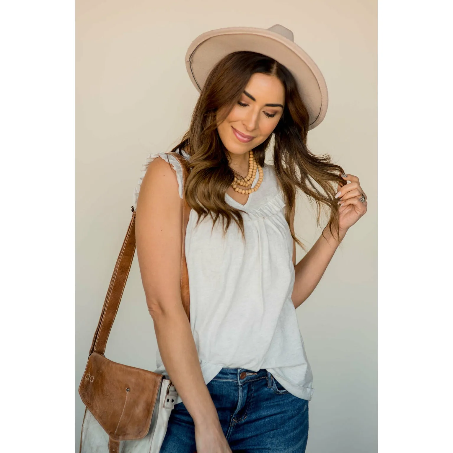 V-Neck Ruffle Bib Tank