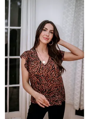 V-Neck Ruffle Blouse| Guadalupe and Onyx
