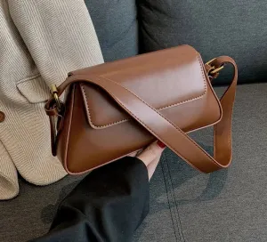 VAIGE Vintage PU Leather Solid Color Shoulder Bag with Cell Phone Pocket for Casual Use