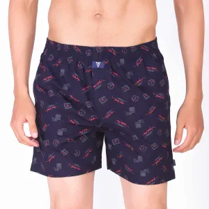 Van Heusen Blue Cotton Printed Boxer Shorts for Men