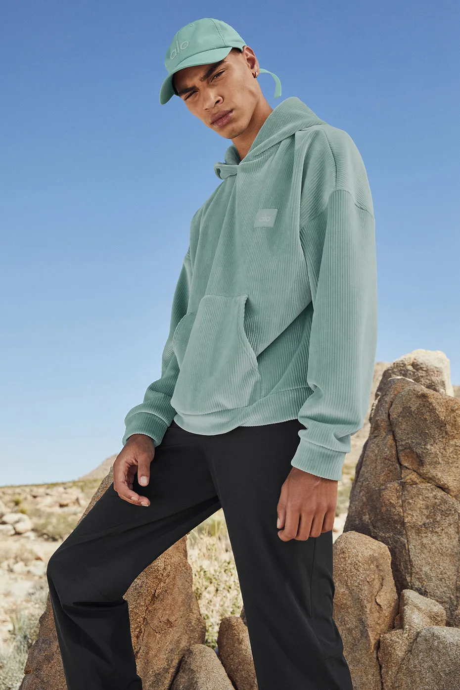 Velour Baller Hoodie - Blue Agave