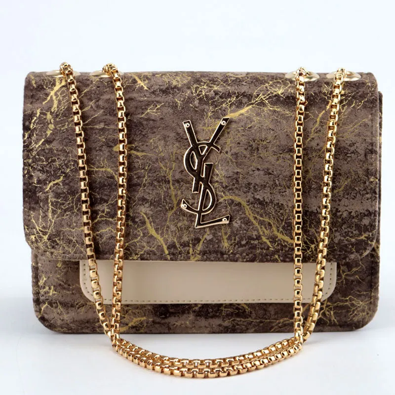 Velvet Gold Pattern Double Pocket Clutch Bag Purse #YL-338  #22