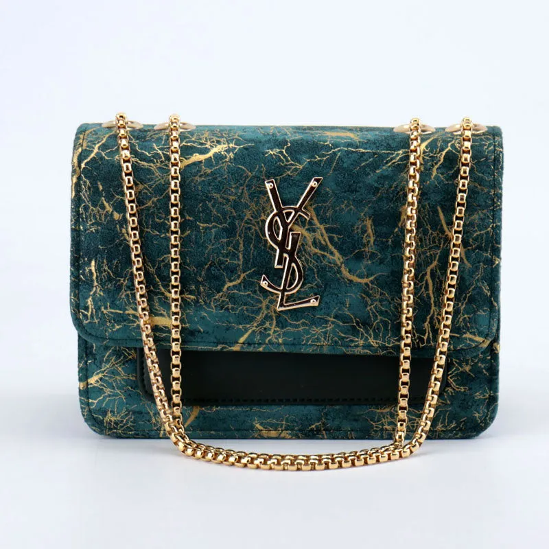 Velvet Gold Pattern Double Pocket Clutch Bag Purse #YL-338  #22