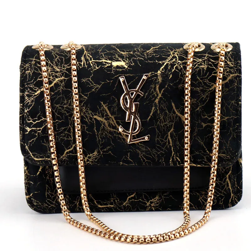 Velvet Gold Pattern Double Pocket Clutch Bag Purse #YL-338  #22