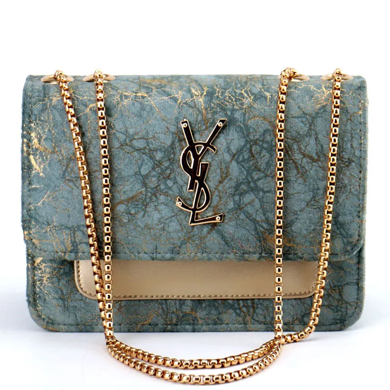 Velvet Gold Pattern Double Pocket Clutch Bag Purse #YL-338  #22