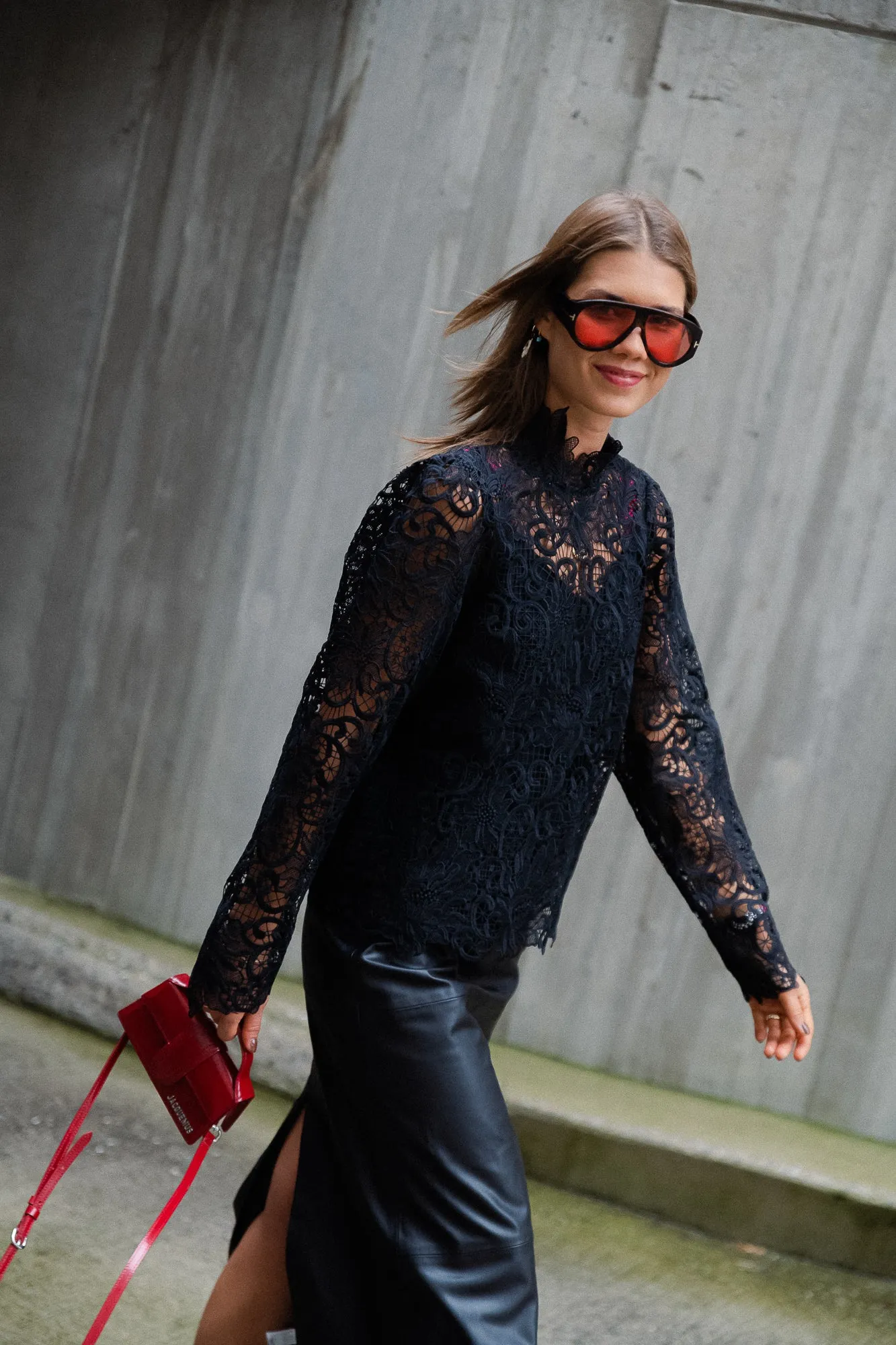 VIBoe LS high neck lace top meteorite