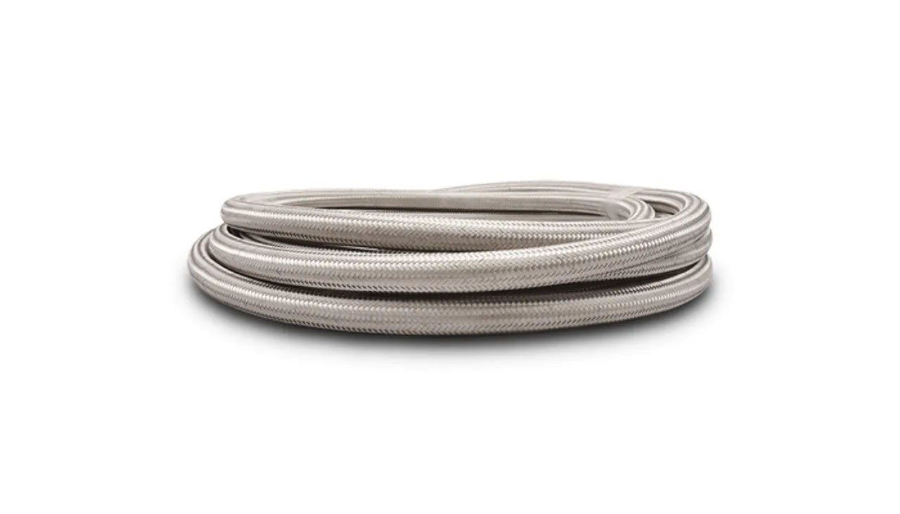 Vibrant 20ft Roll of Stainless Steel Braided Flex Hose with PTFE Liner; AN Size: -10AN - 18430