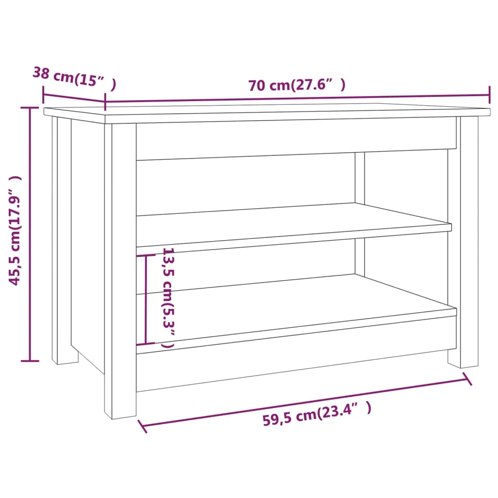 vidaXL Shoe Bench 70x38x45.5 cm Solid Wood Pine