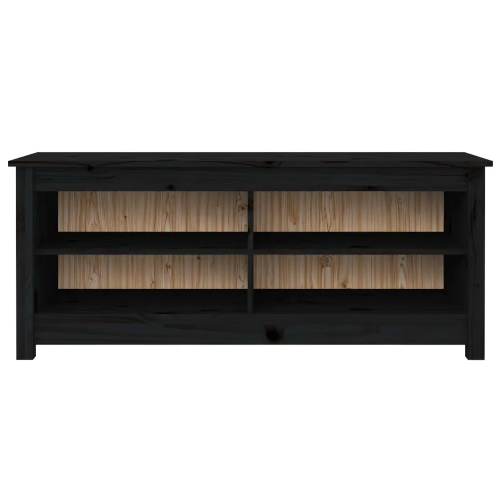 vidaXL Shoe Bench Black 110x38x45.5 cm Solid Wood Pine