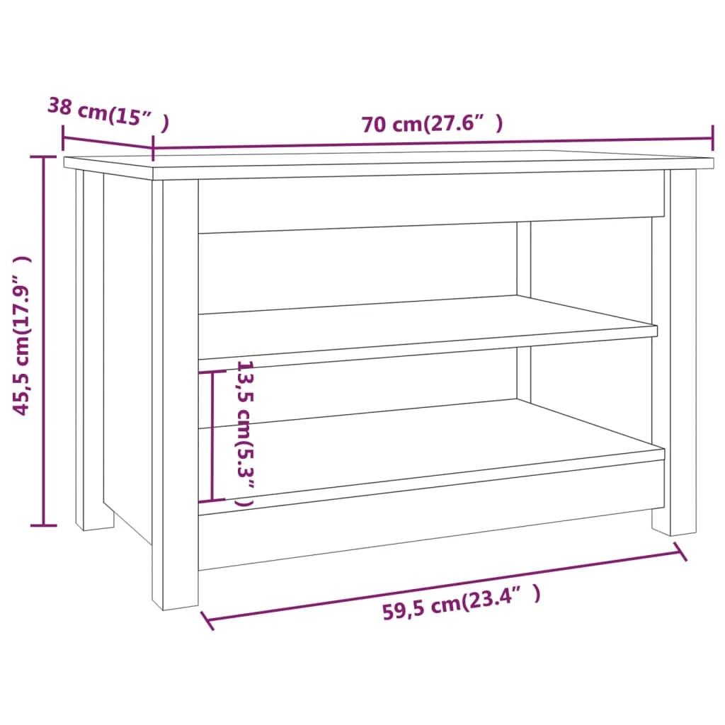 vidaXL Shoe Bench Black 70x38x45.5 cm Solid Wood Pine