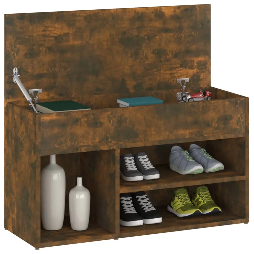 vidaXL Shoe Bench Smoked Oak 80x30x45 cm Engineered Wood