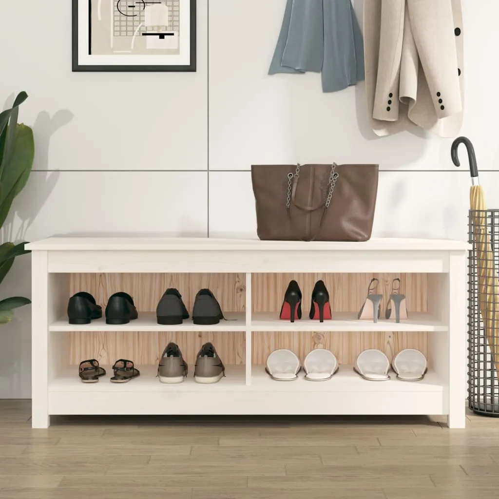vidaXL Shoe Bench White 110x38x45.5 cm Solid Wood Pine