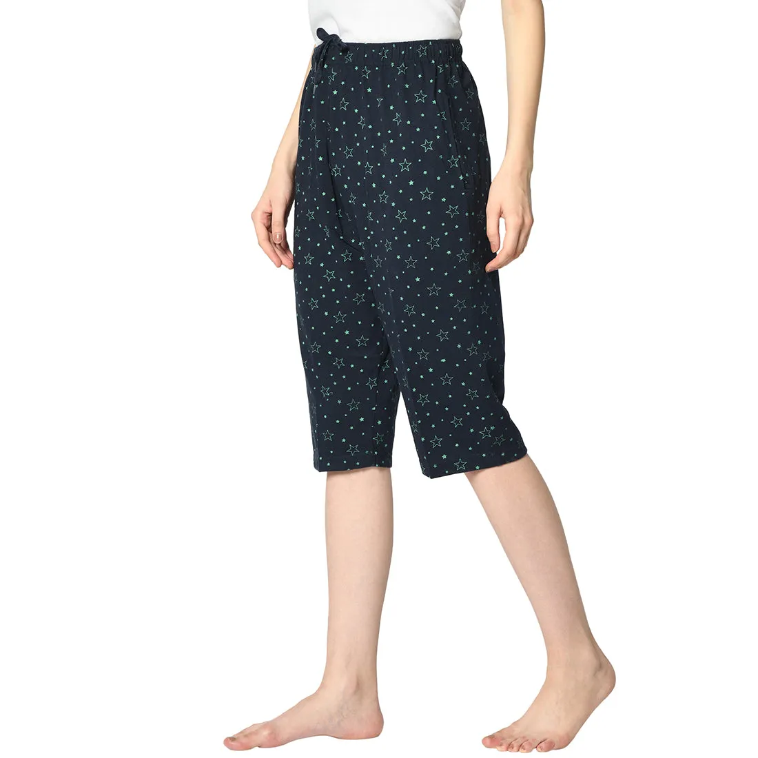 Vimal Jonney Blue 3/4th Capri For Women's