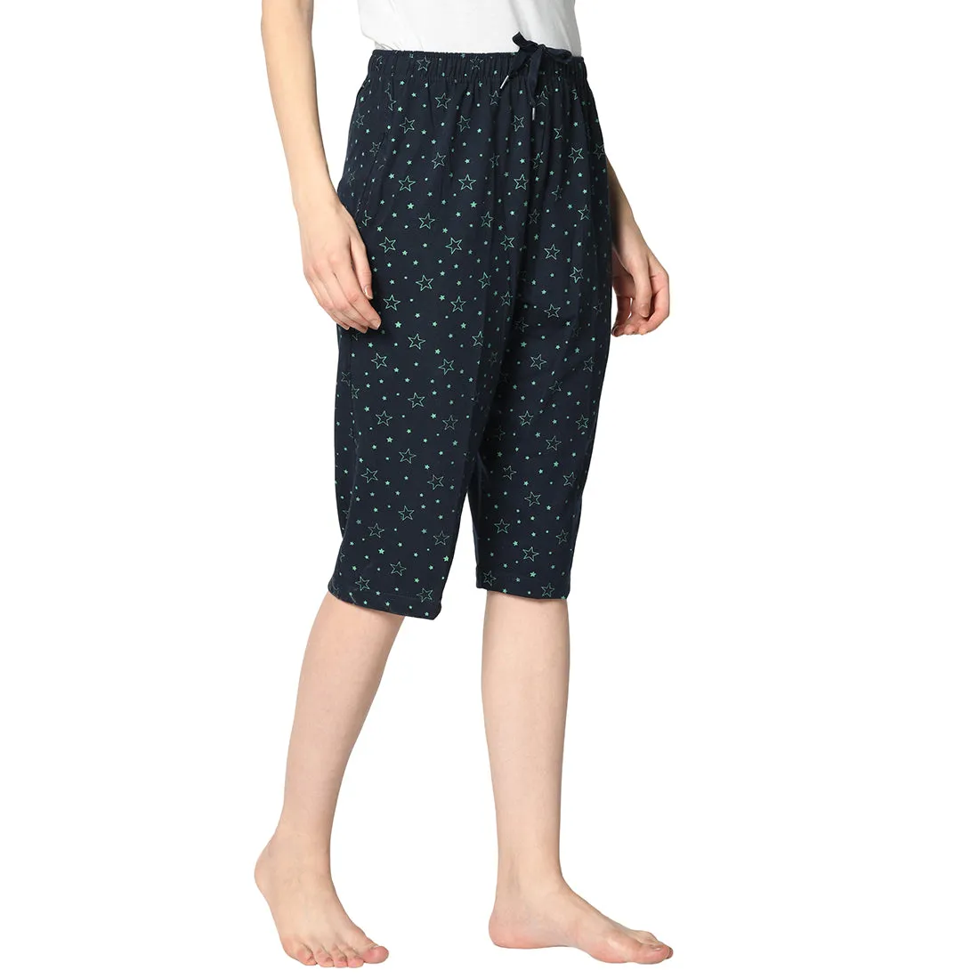 Vimal Jonney Blue 3/4th Capri For Women's