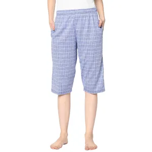 Vimal Jonney Blue 3/4th Capri For Women's