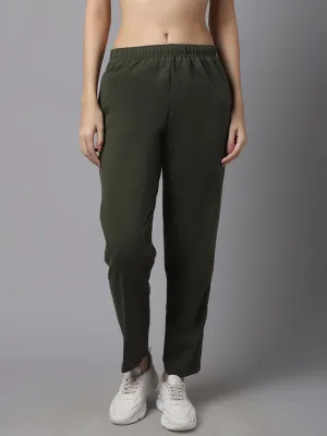 Vimal Jonney Fleece Regular-Fit Olive Trackpant for Women
