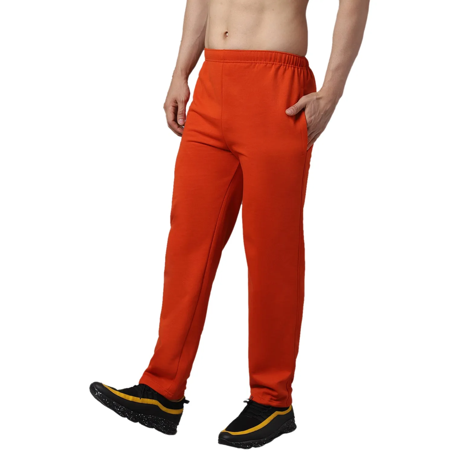 Vimal Jonney Fleece Regular-Fit Rust Cotton Trackpant for Men