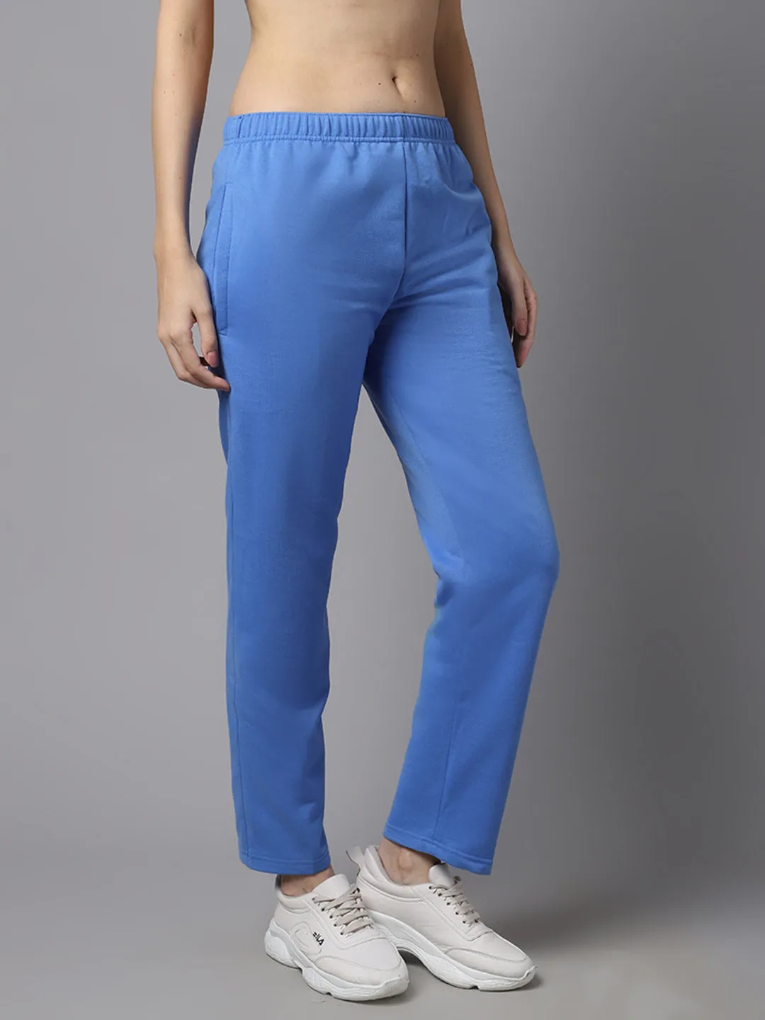 Vimal Jonney Fleece Regular-Fit Sky Blue Trackpant for Women