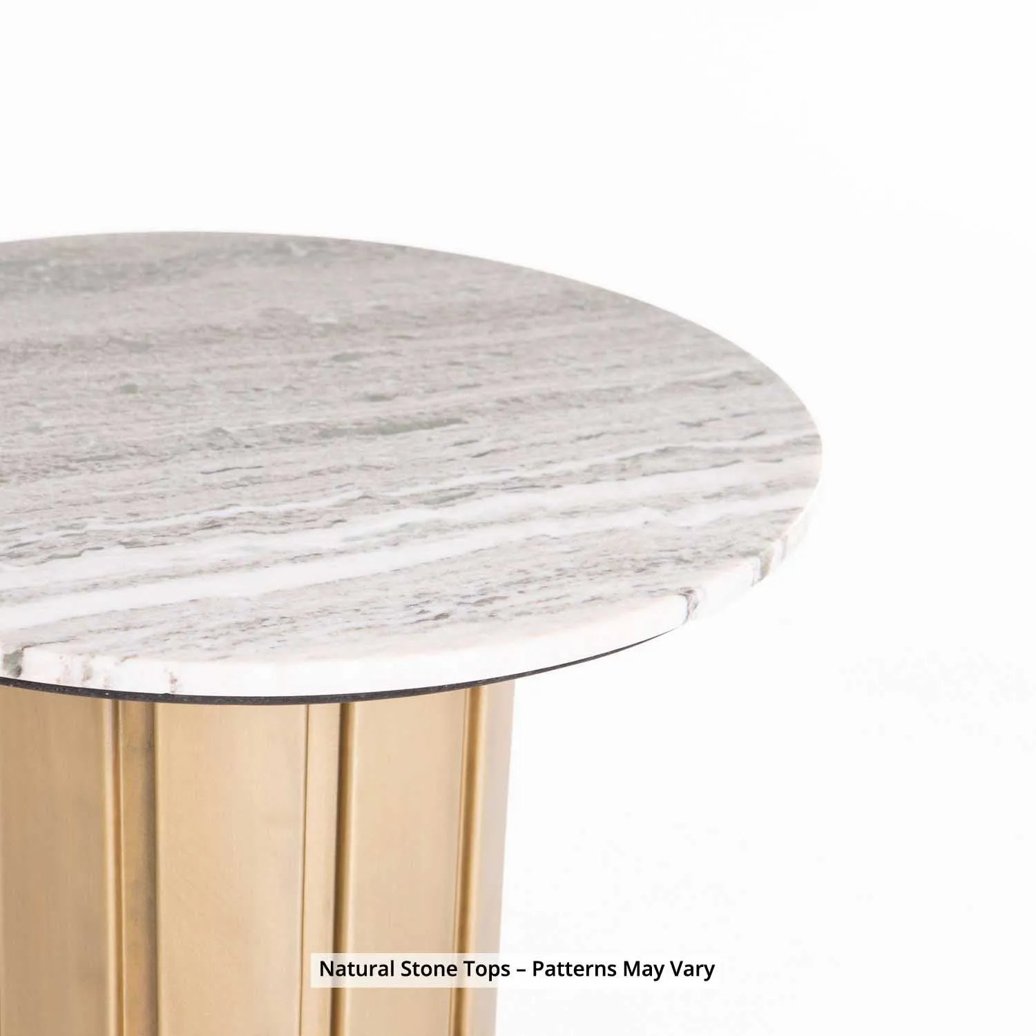 VIN 60cm ROUND STONE TOP COFFEE TABLE 43cm H