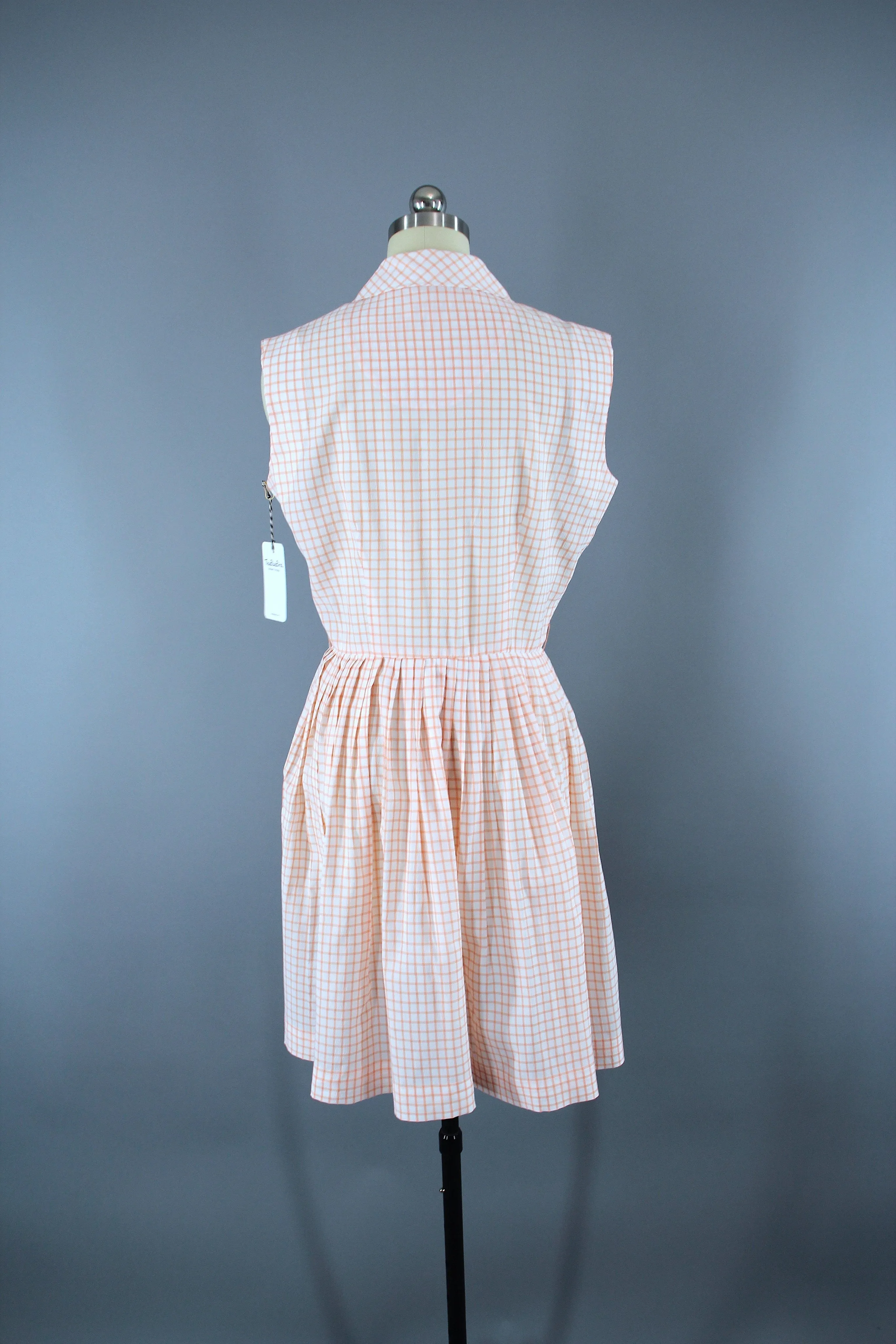 Vintage 1960s Peach Gingham Day Dress
