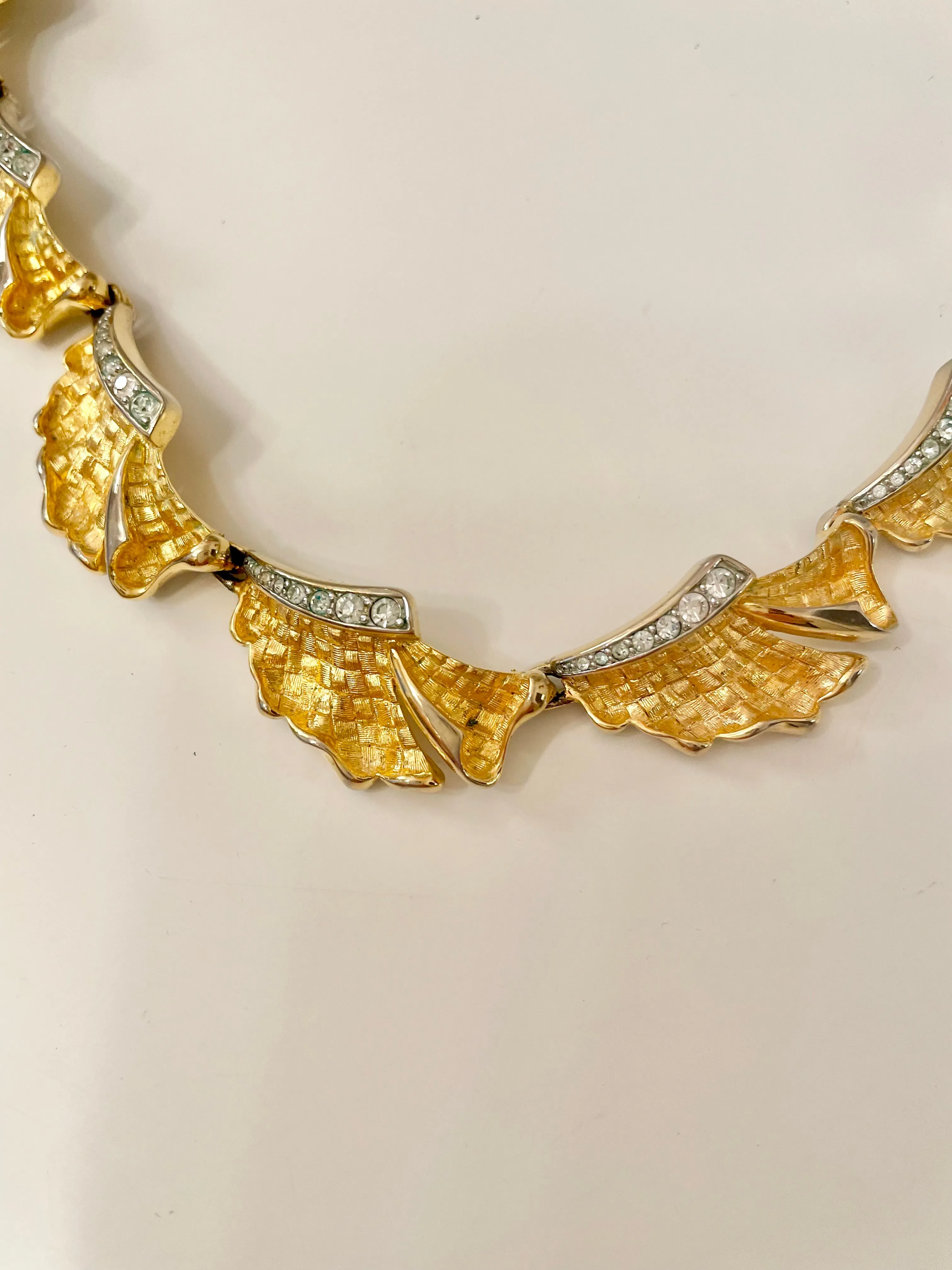Vintage 1960's Socialite gold and pave set stone collar necklace. A rare beauty!